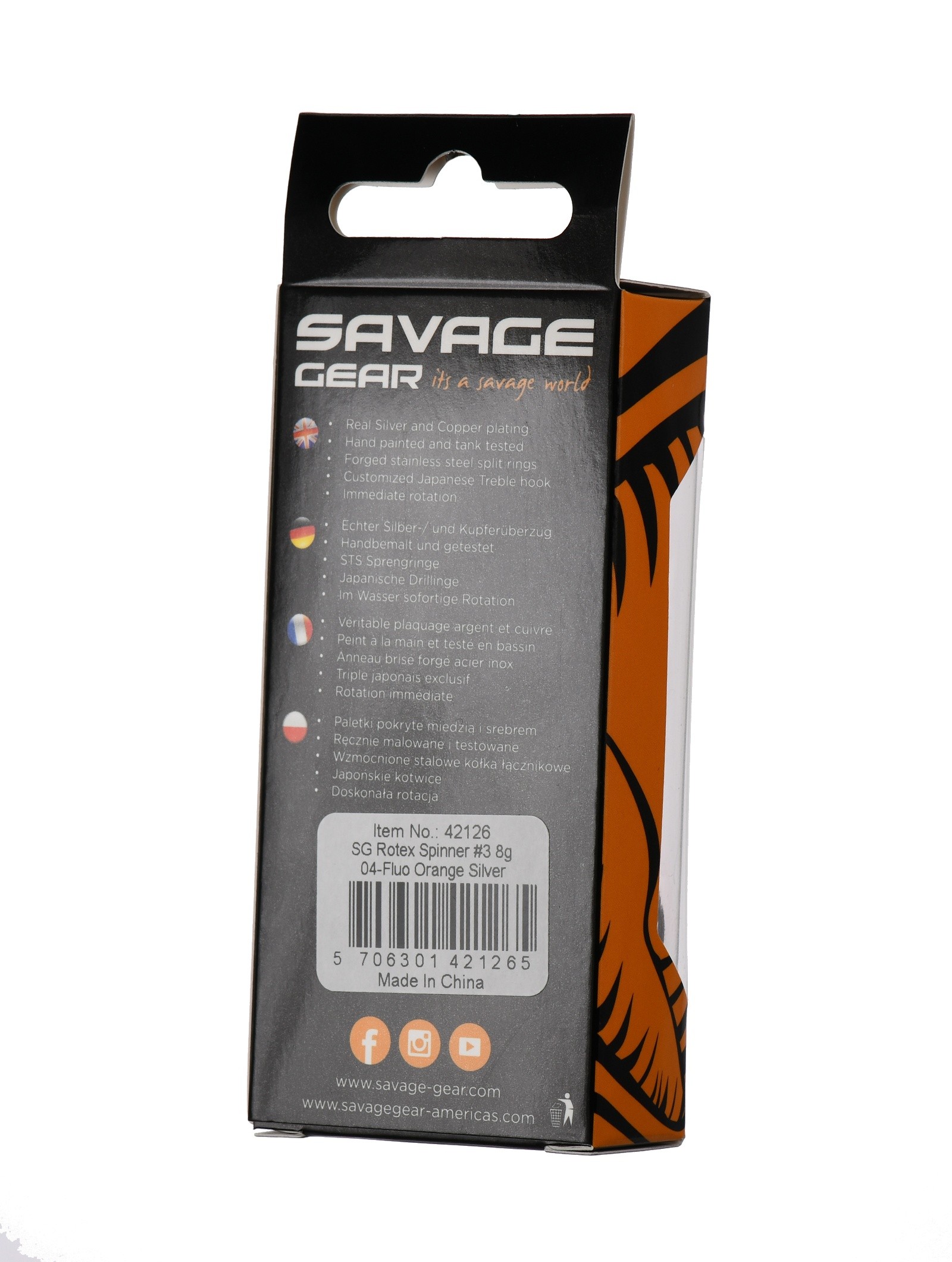 Cucharilla Spinner Savage Gear Rotex Naranja/Plata (8g)