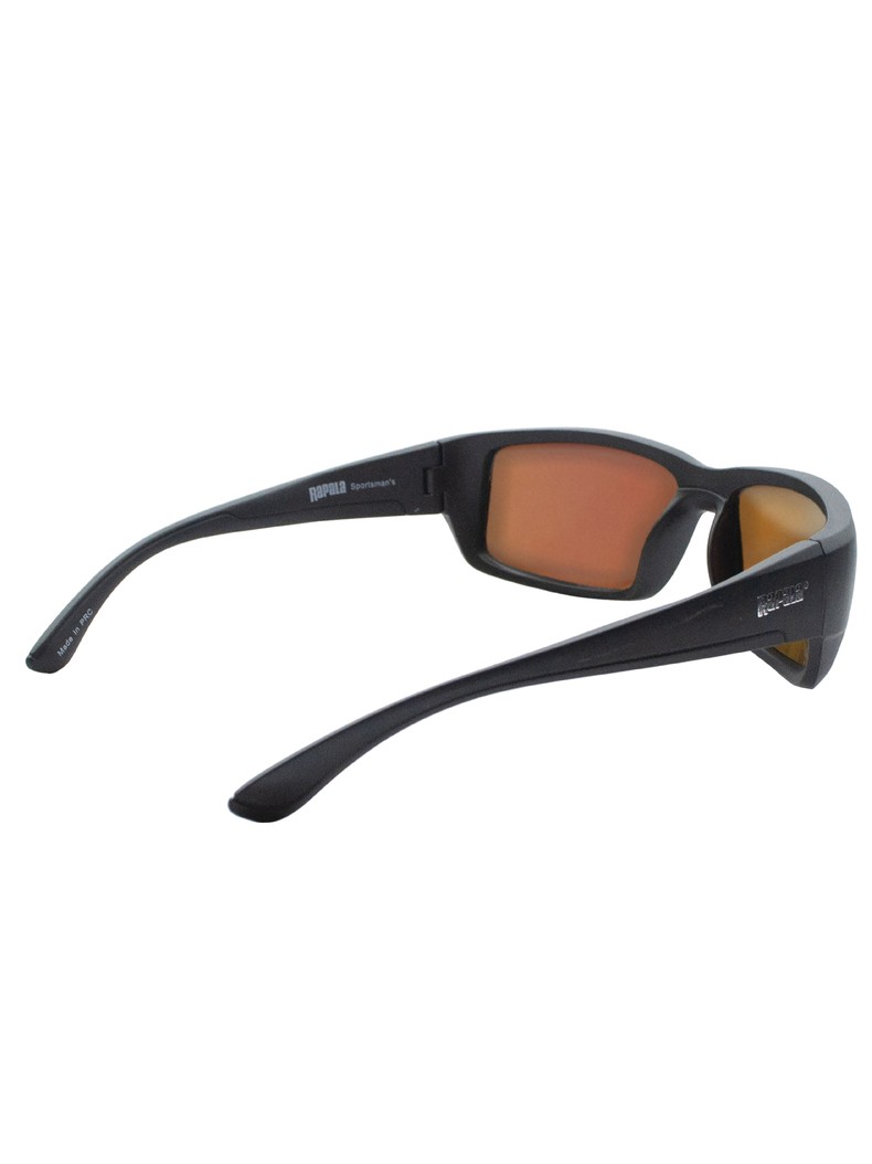 Lentes Polarizados Rapala Amberjack Negro Mate (Cristal Espejado Rojo)